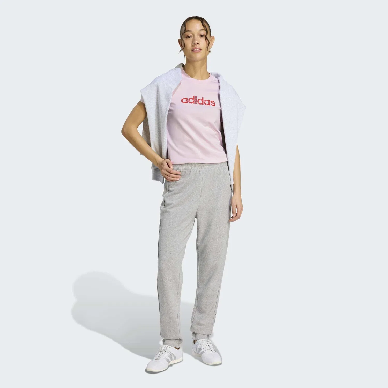 Женская хлопковая футболка Adidas, Hellrosa — фото 2