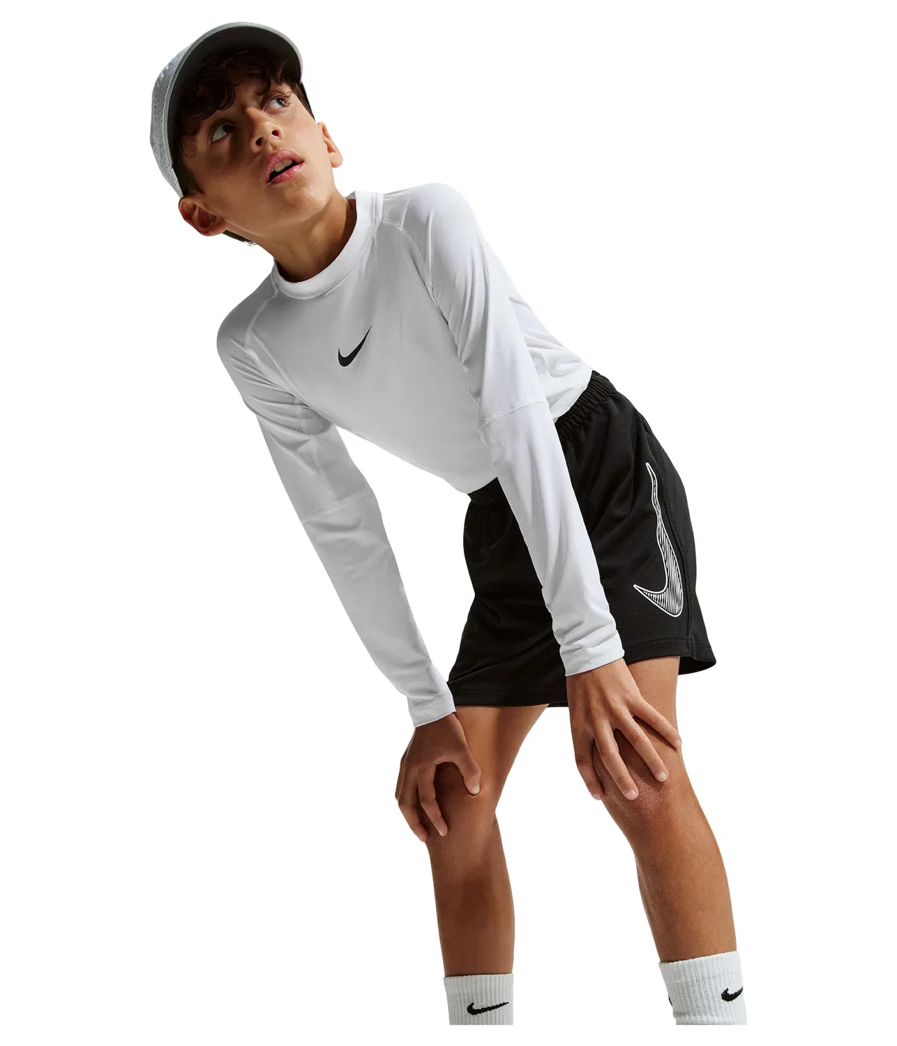 Тренировочные шорты Multi Dri-FIT (для детей постарше) Nike Kids, Black/White — фото 3