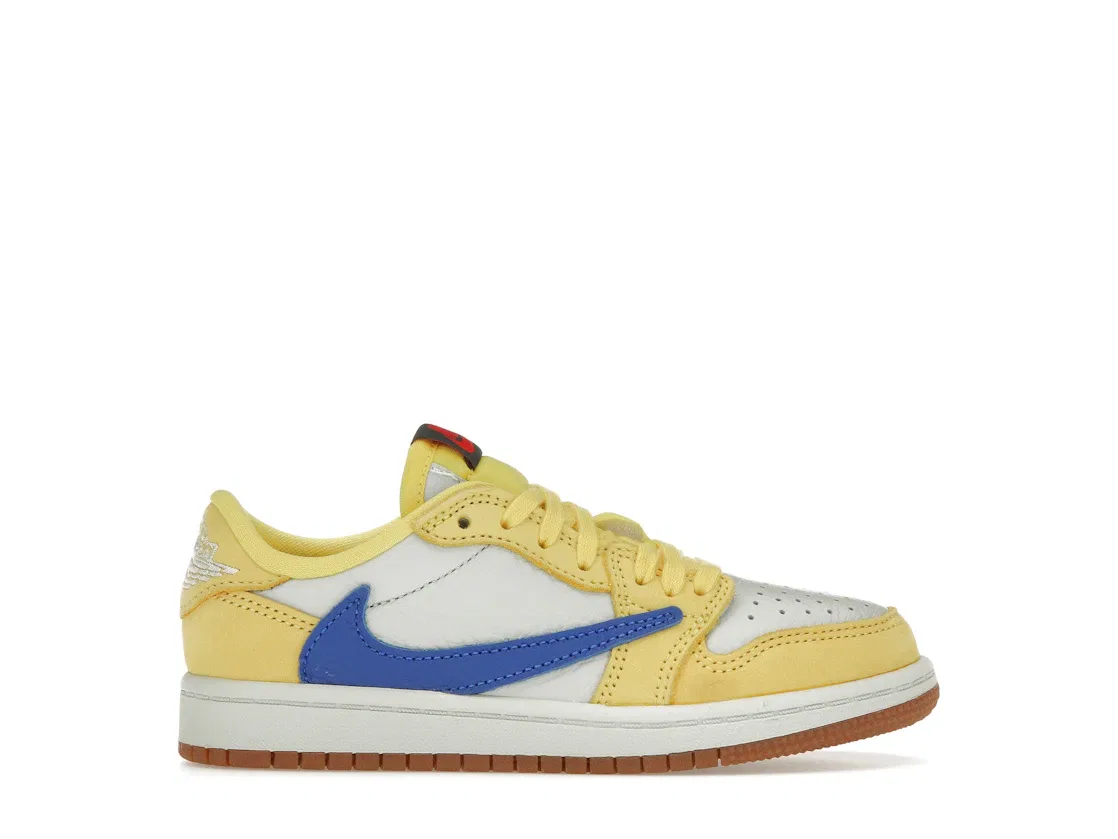 Детские кроссовки с ярким дизайном Jordan 1 Retro Low OG SP Jordan, Canary Racer Blue Light Silver Gum Medium Brown