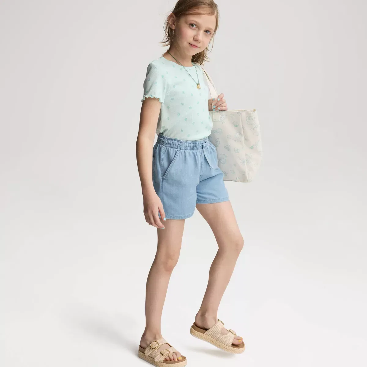 Детская футболка для девочек с рифленой текстурой Cat & Jack, Light Mint Green — фото 3