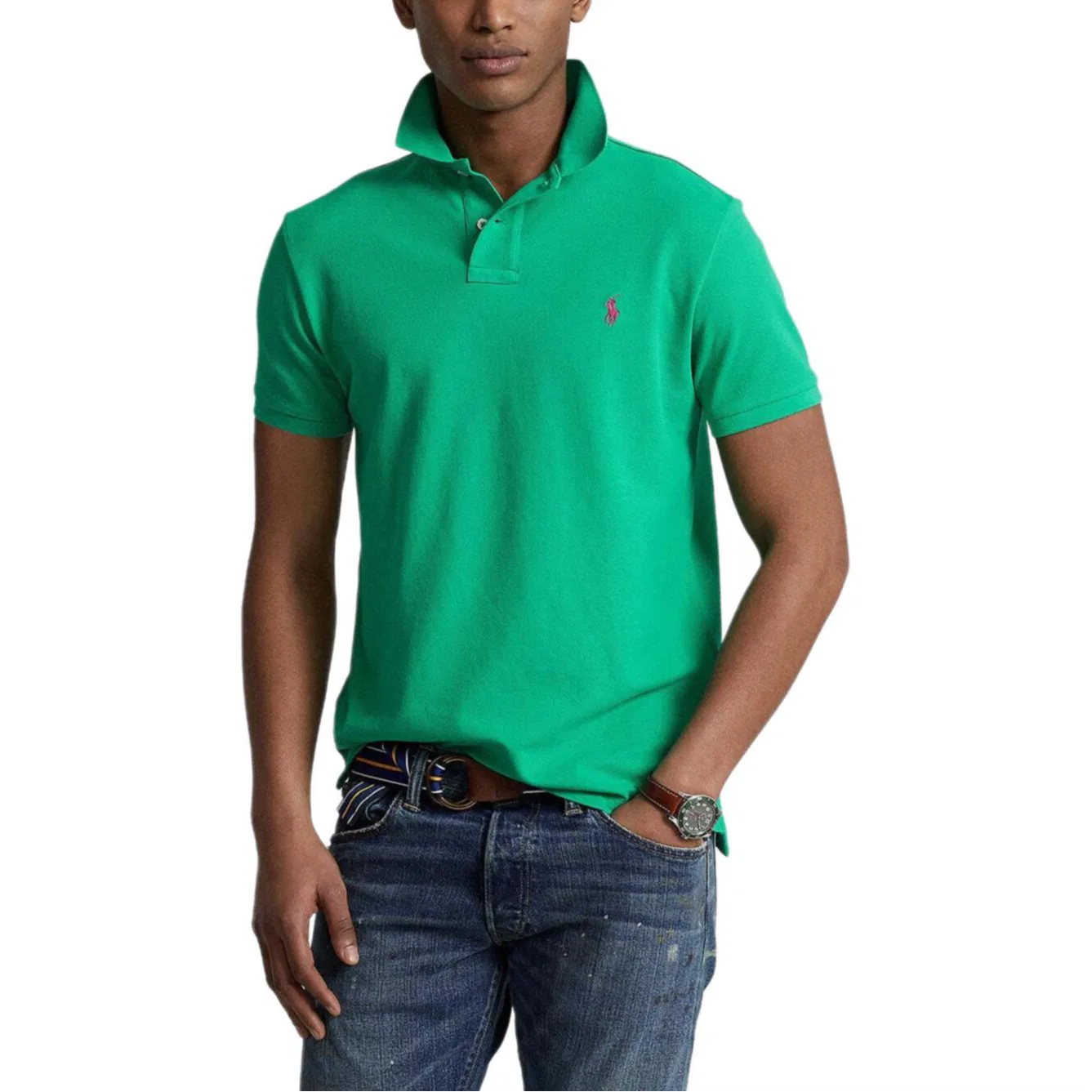 Мужское поло Slim Fit Polo Ralph Lauren, Зеленый