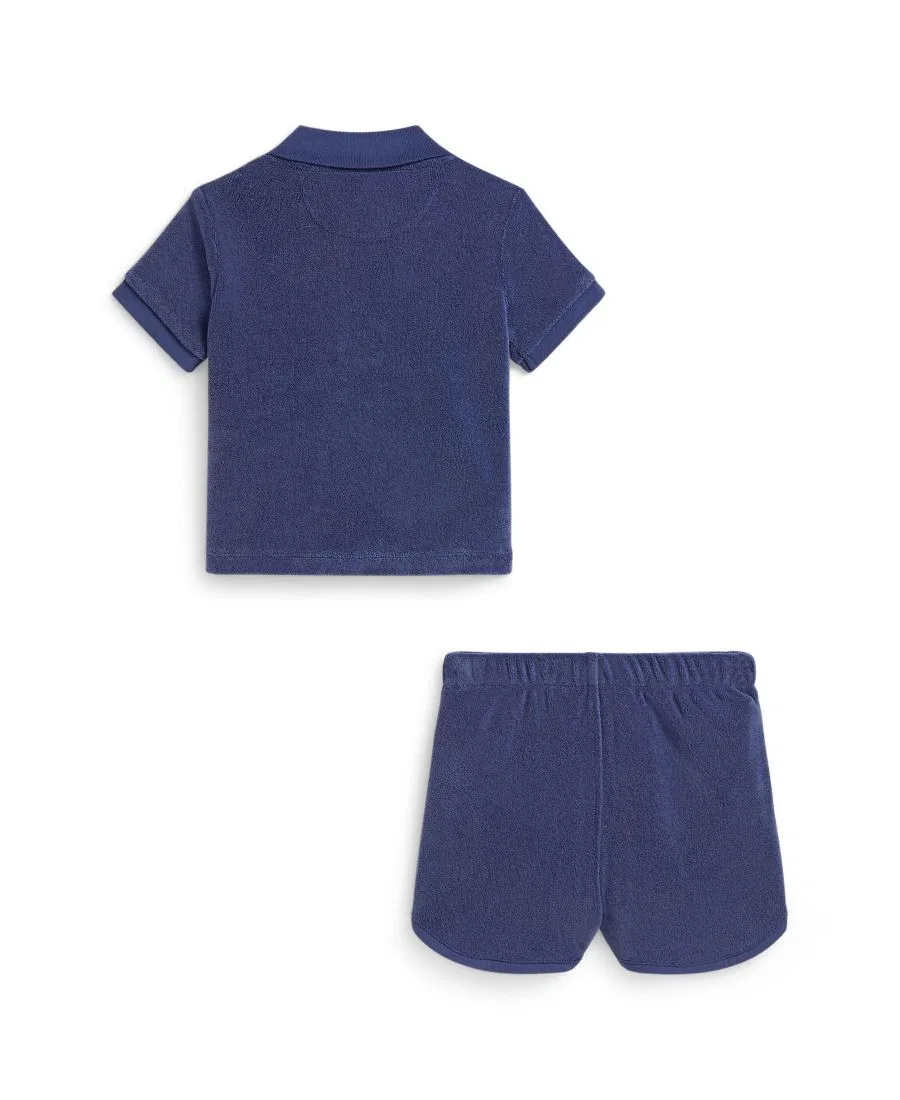 Комплект из поло и шорт для мальчика Terry Polo Ralph Lauren, Light Navy — фото 2
