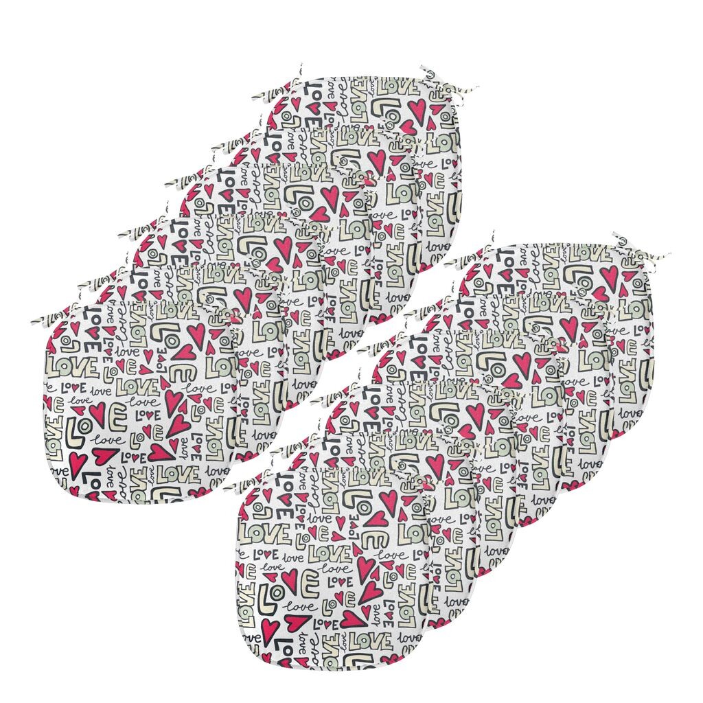 

ABAKUHAUS Love Подушки на обеденный стул, Graffiti Words Romantic, декоративная водонепроницаемая подушка с ремнями для кухонных сидений, 40 см x 40 см — упаковка из 12 шт., Пурпурный цвет слоновой кости, светло-зеленый