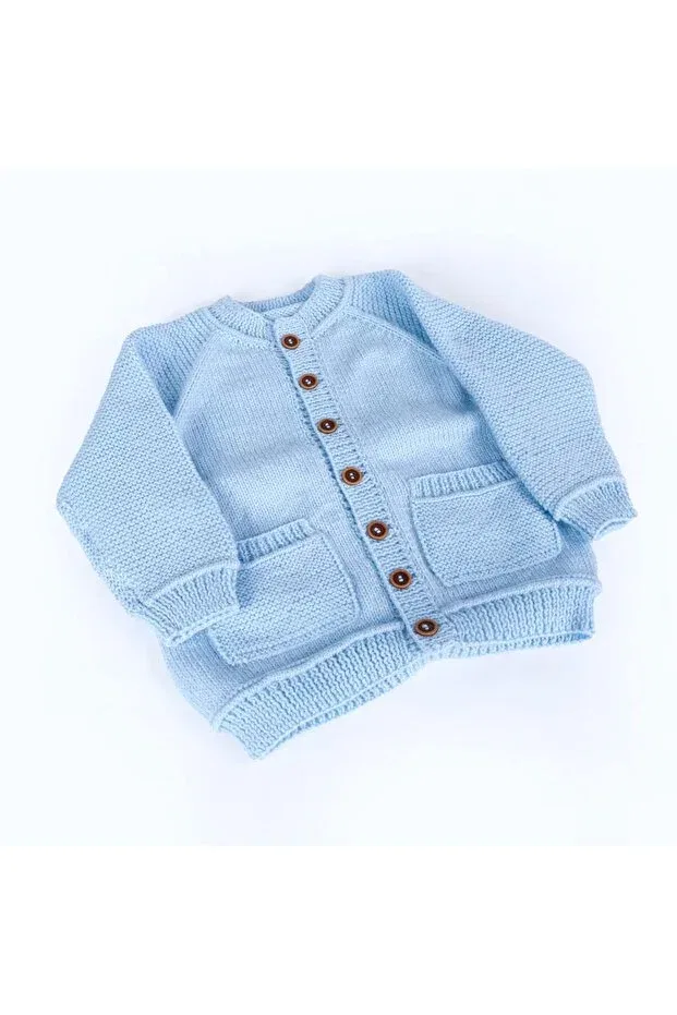 Детский кардиган для мальчиков хлопковый Hand Knitted Blue Boy Cardigan Evitle, Blue — фото 2