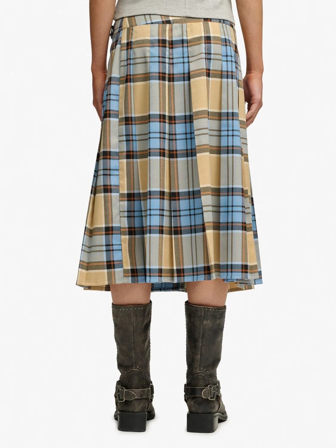 Юбка плиссированная Superdry Blue Check Pleated Midi, синий — фото 3