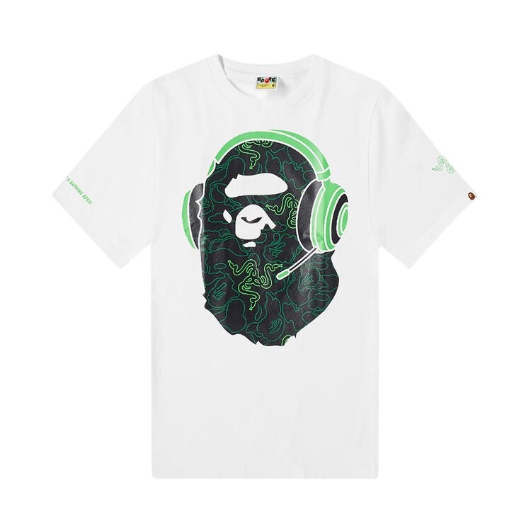 

Футболка BAPE x Razer Neon Camo Ape Head Tee 'White', белый