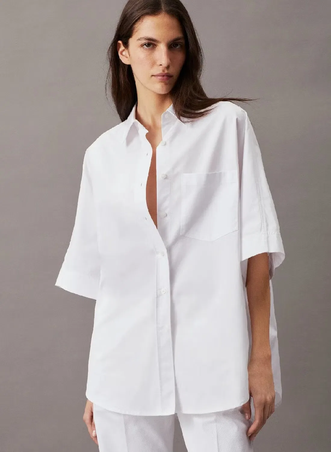 Рубашка оверсайз с коротким рукавом, Calvin Klein, белый