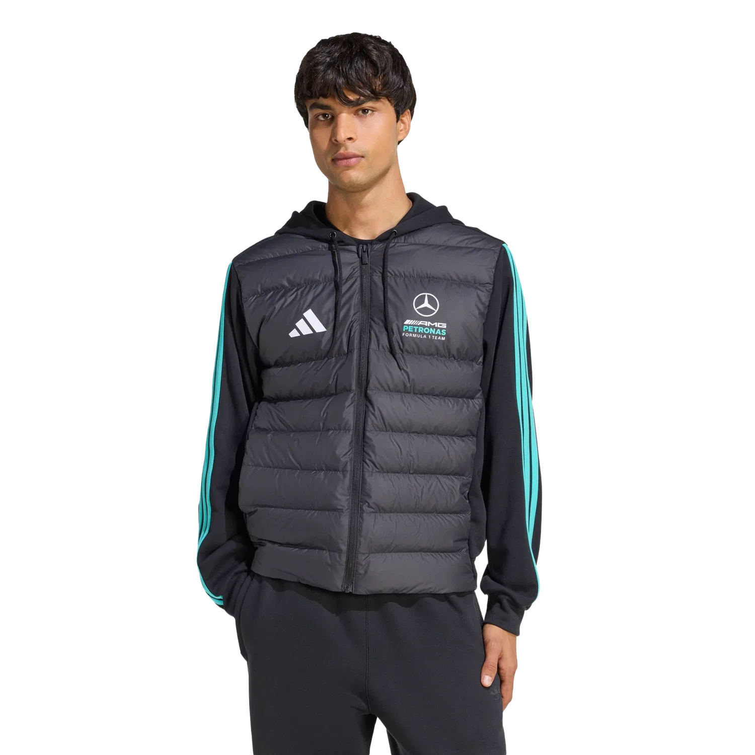 Мужская зимняя куртка с логотипом команды Formula 1 Adidas, черный — фото 2