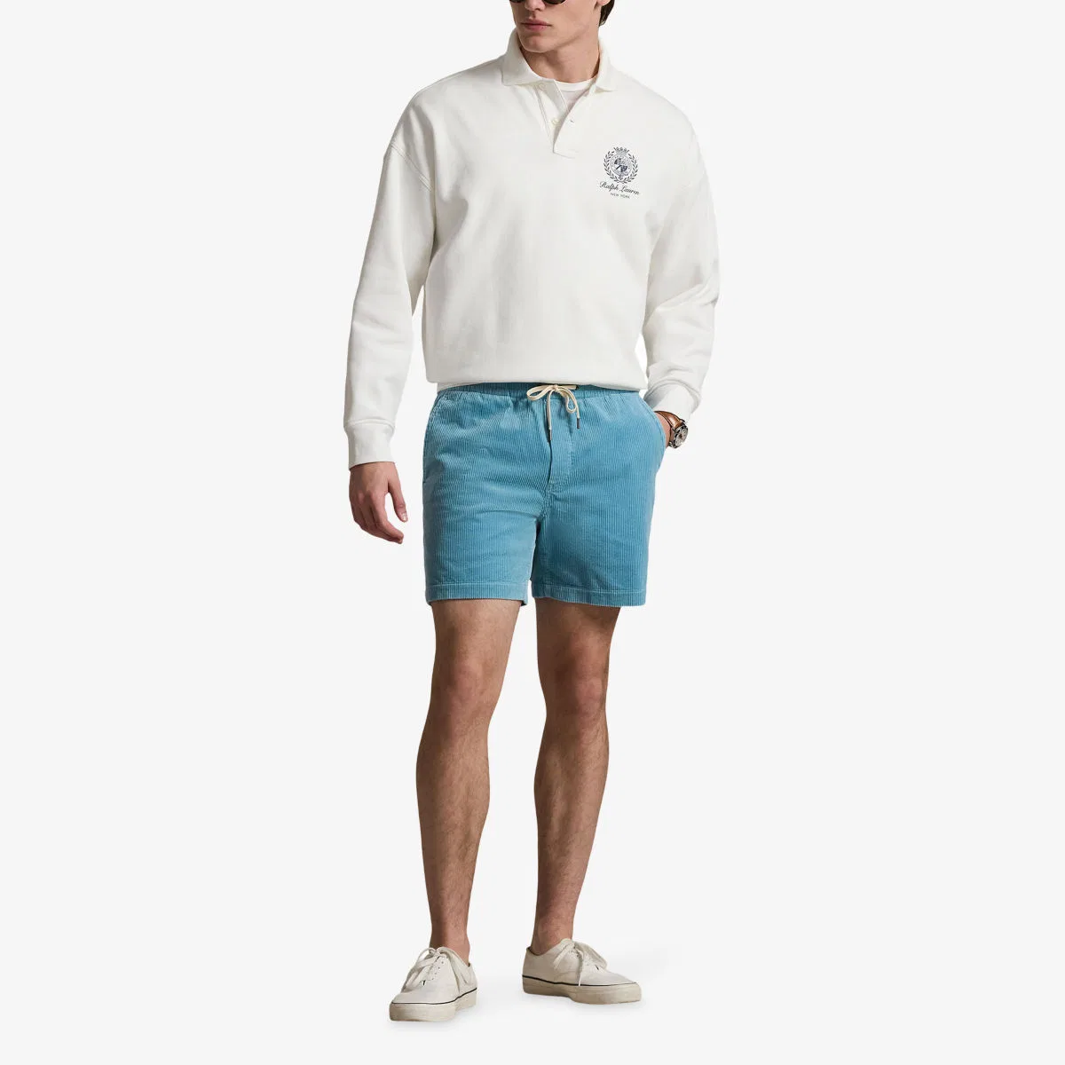 Хлопковые вельветовые шорты с вышитым логотипом Prepsters Polo Ralph Lauren, синий — фото 2