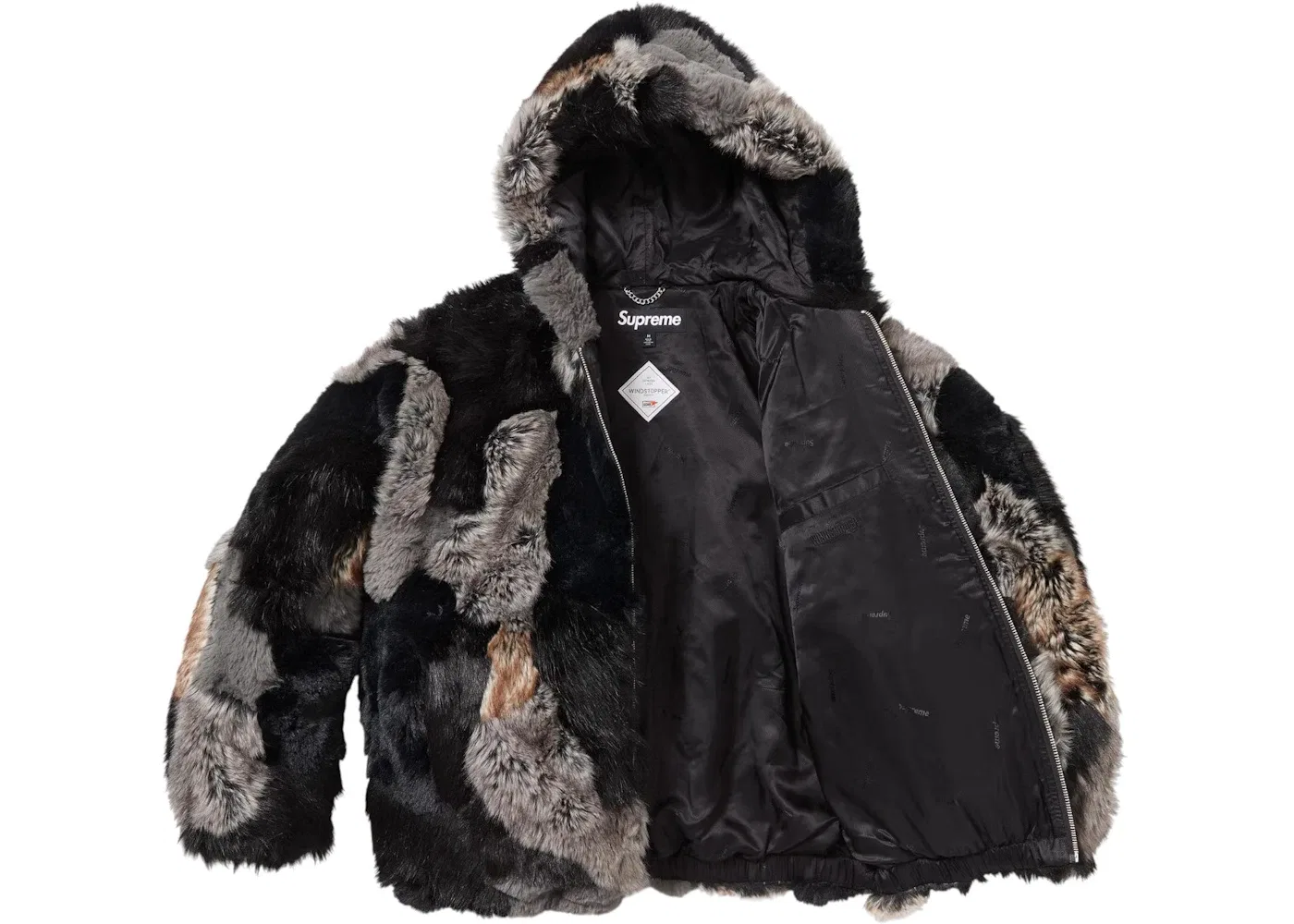 Мужская куртка с капюшоном из искусственного меха Patchwork Supreme, Black