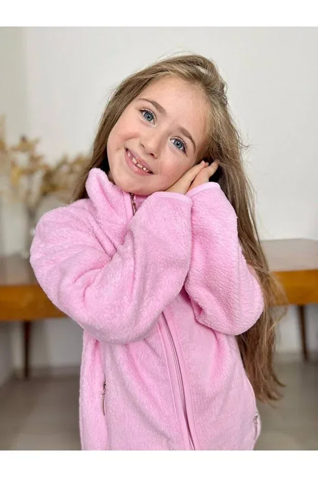 Детский плюшевый кардиган на молнии с принтом Esprix Kids, Powder Pink — фото 2