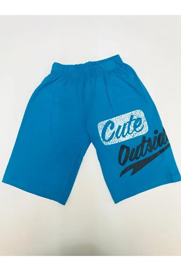 Детские шорты для мальчиков с принтом Summer single jersey combed cotton cute printed boys shorts Baby Slon Kids Clup, Turquoise