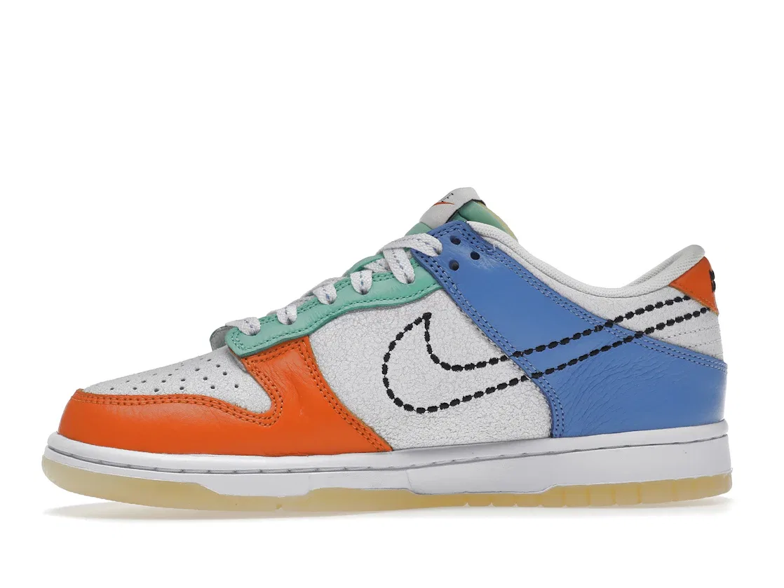 Детские кроссовки Lifestyle Nike Dunk Low Nike, White/Black/Safety Orange/Green Glow — фото 3