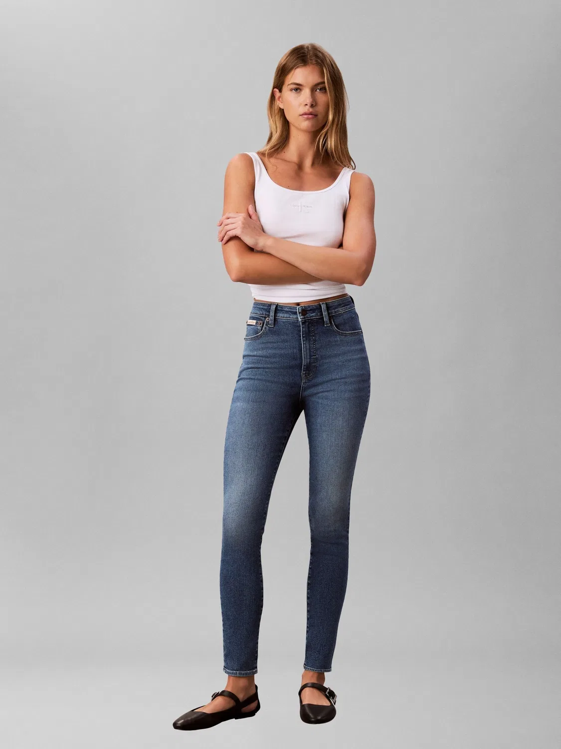 Джинсы скинни с высокой посадкой Calvin Klein, синие