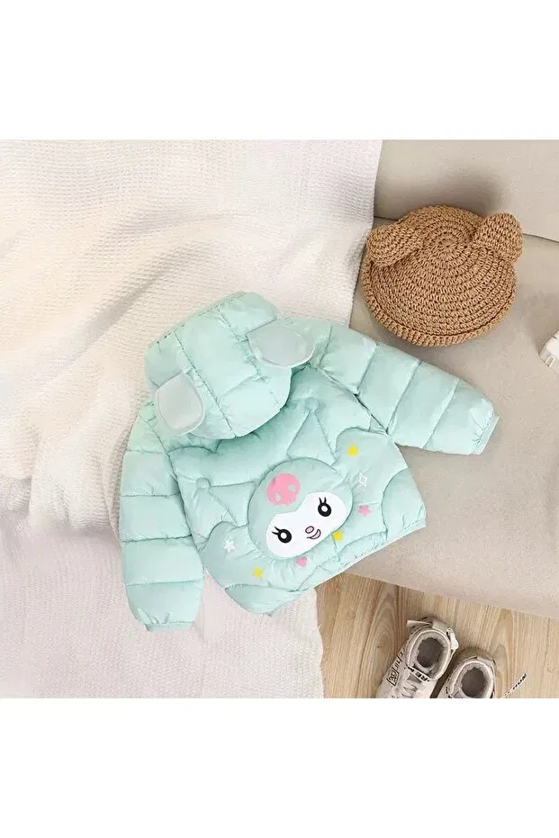 Детское зимнее пальто для девочек с принтом Kuromi Lighted Puffer Jacket Melisam.Msg, Turquoise — фото 2