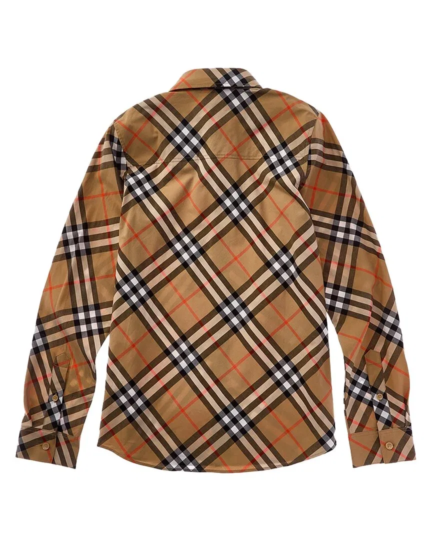 Детская рубашка Burberry с воротником и пуговицами, коричневый — фото 2