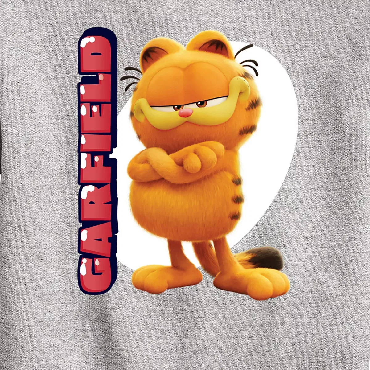 Детский свитшот с длинным рукавом с принтом Garfield Movie Vertical Garfield, Athletic Heather — фото 2