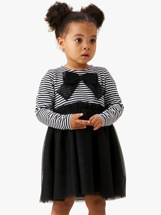 

Детское платье-пачка с полосками и бантом из сетки Angel & Rocket, Black/White