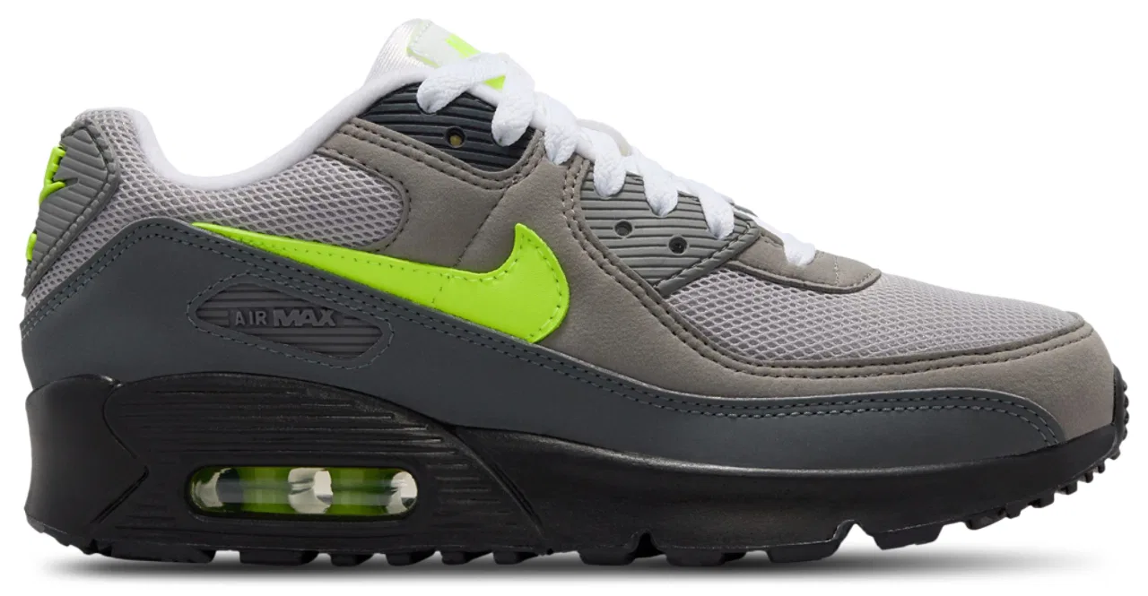 Детские кроссовки Air Max 90 Mesh Nike, цвет Anthracite/Black/Neon Yellow