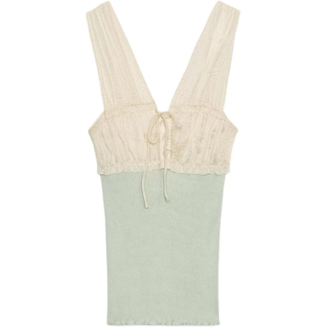 Женский топ без рукавов с V-образным вырезом Light Blue ZARA, Голубой