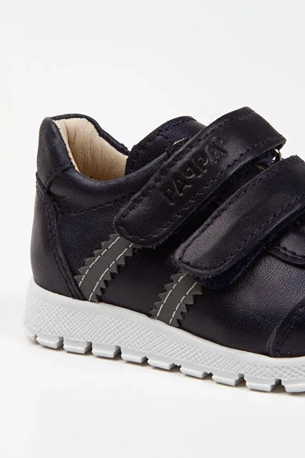 Детские кеды для девочек кожаные Elba children's dark navy blue leather sneakers reflective w400-04 Paqpa, Dark Navy Blue — фото 4
