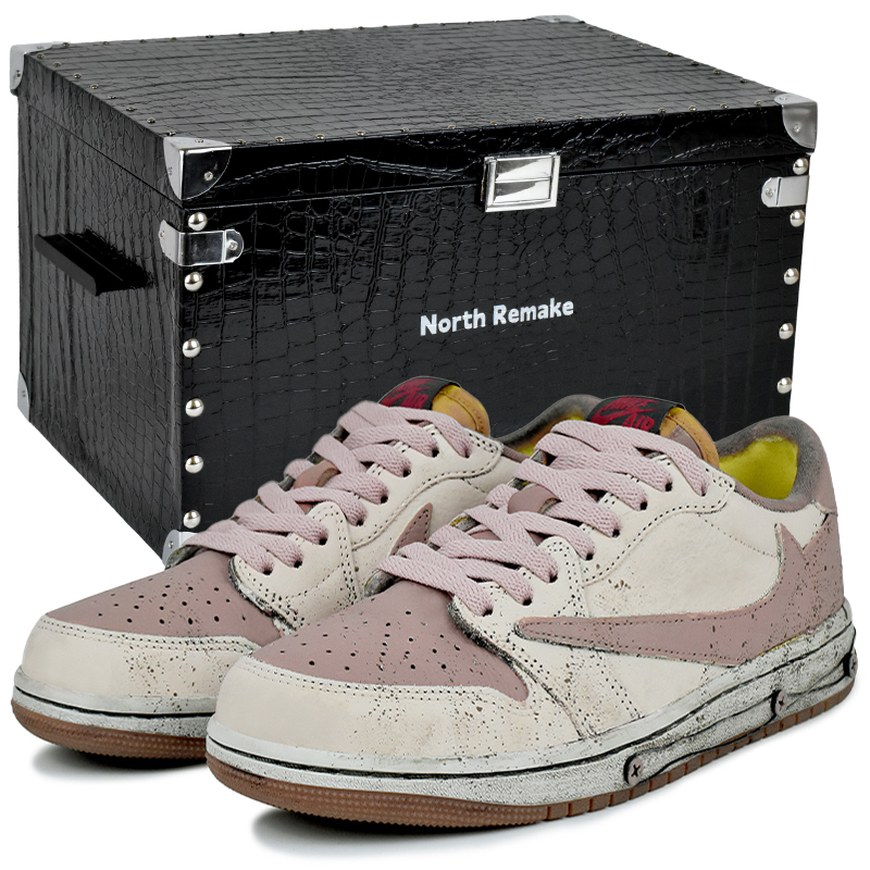 

Jordan Трэвис Скотт x Трэвис Скотт X Air устойчивые к истиранию низкие винтажные баскетбольные кроссовки унисекс розовые белые, цвет Pink White 3