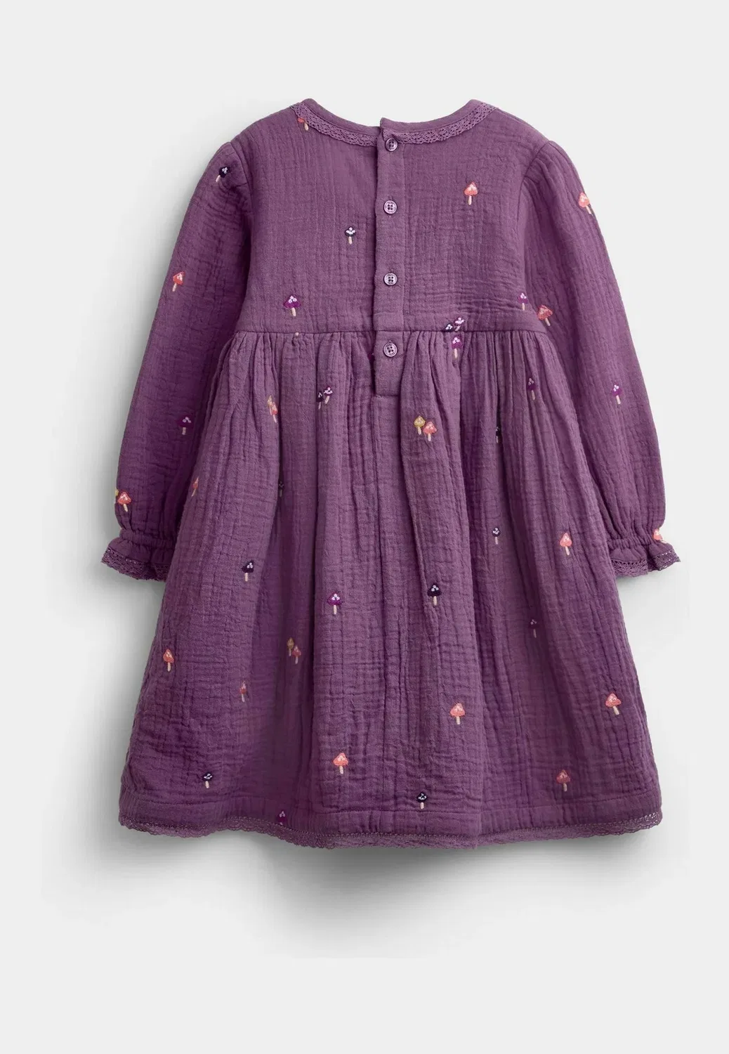 Комплект из вышитого платья и жилета из марли Jojo Maman Bébé, Purple Floral — фото 2