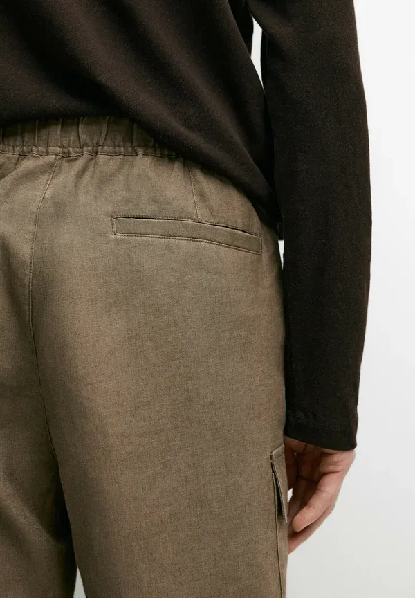 Шорты из льна Shorts Massimo Dutti, Khaki, хаки — фото 4
