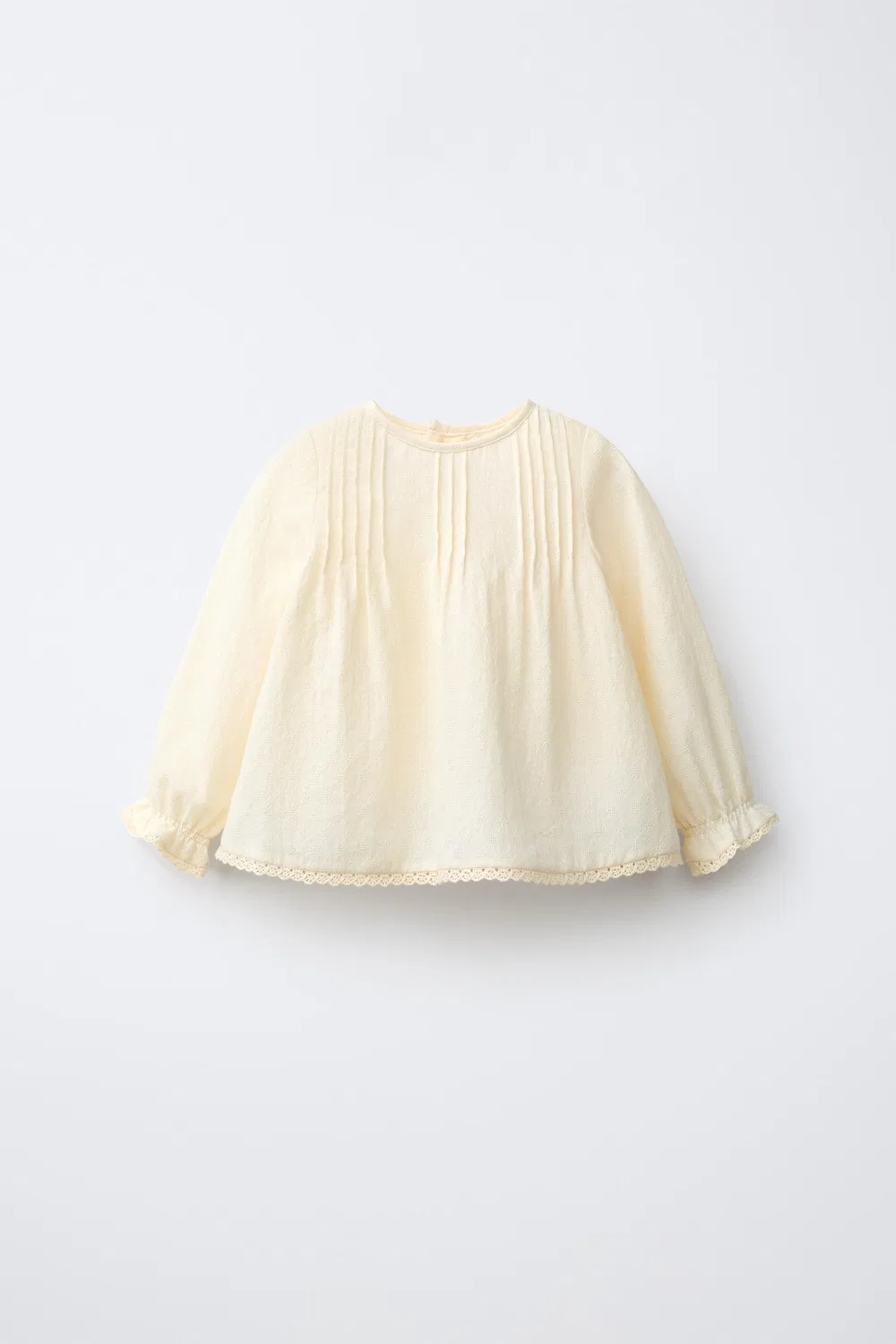 Рубашка с защипами и кружевом ZARA, Ecru
