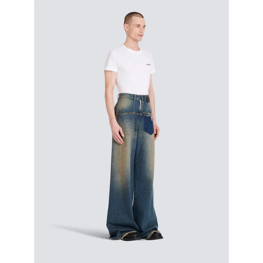 Брюки широкие джинсовые Balmain, Blue — фото 3