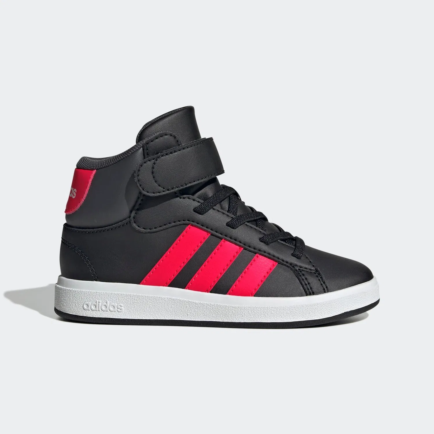Детские кроссовки теннисные полувысокие Adidas Sportswear, Core Black / Lucid Red / Grey Six — фото 3