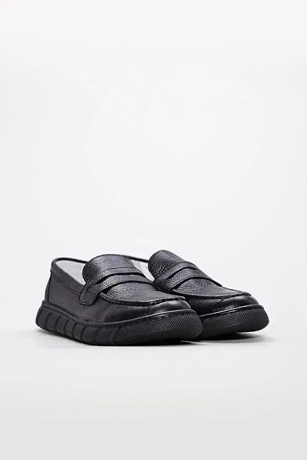 Детские кожаные повседневные туфли для девочек без шнуровки Fast Step, Black — фото 4