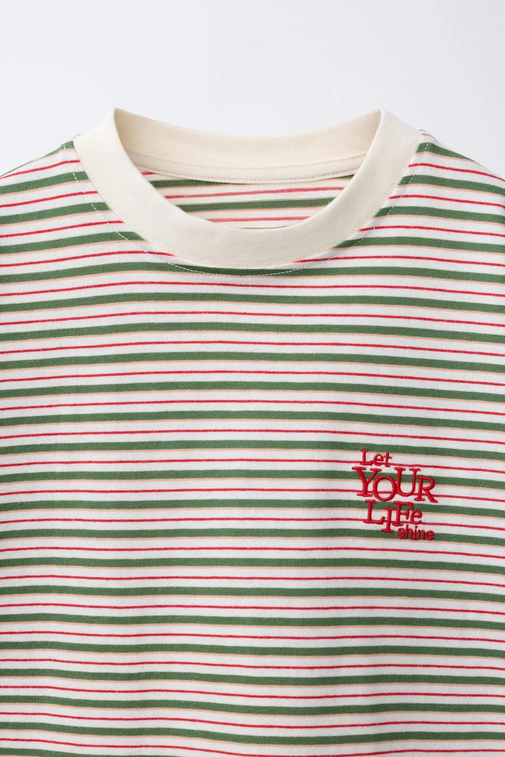Полосатая футболка с вышитым слоганом ZARA, Striped — фото 3