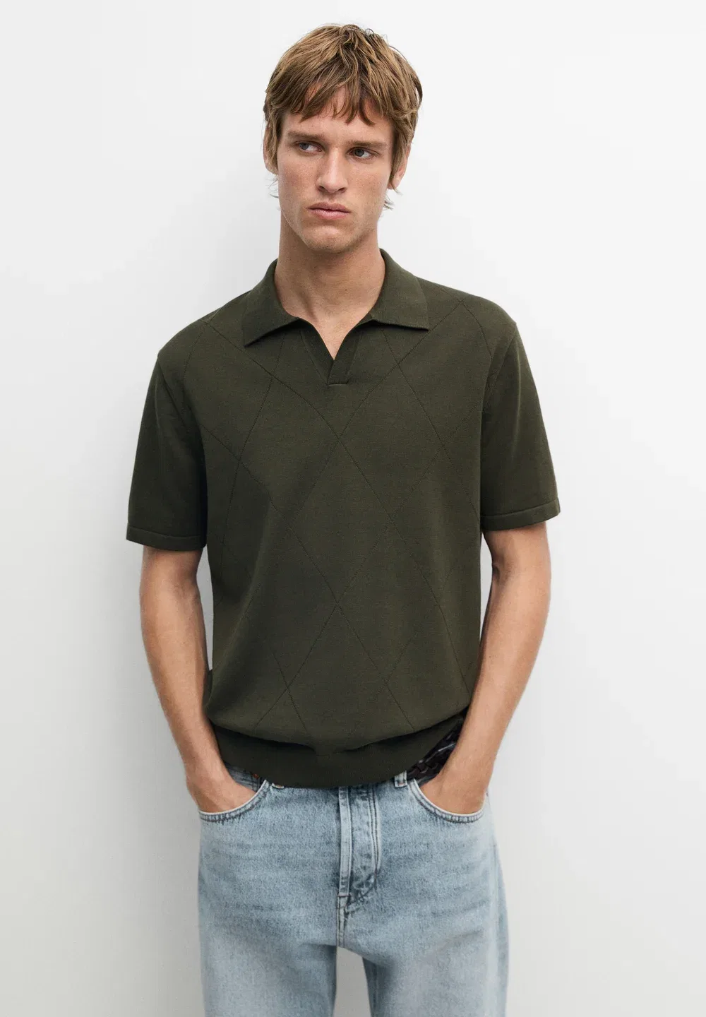 Поло с коротким рукавом из 100% хлопка - рубашка поло Massimo Dutti, Dark Grey