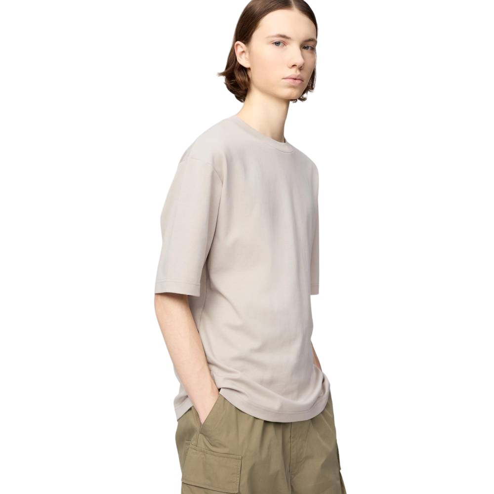 Футболка Uniqlo AIRism Cotton Oversized Crew Neck, 02 светло-серый