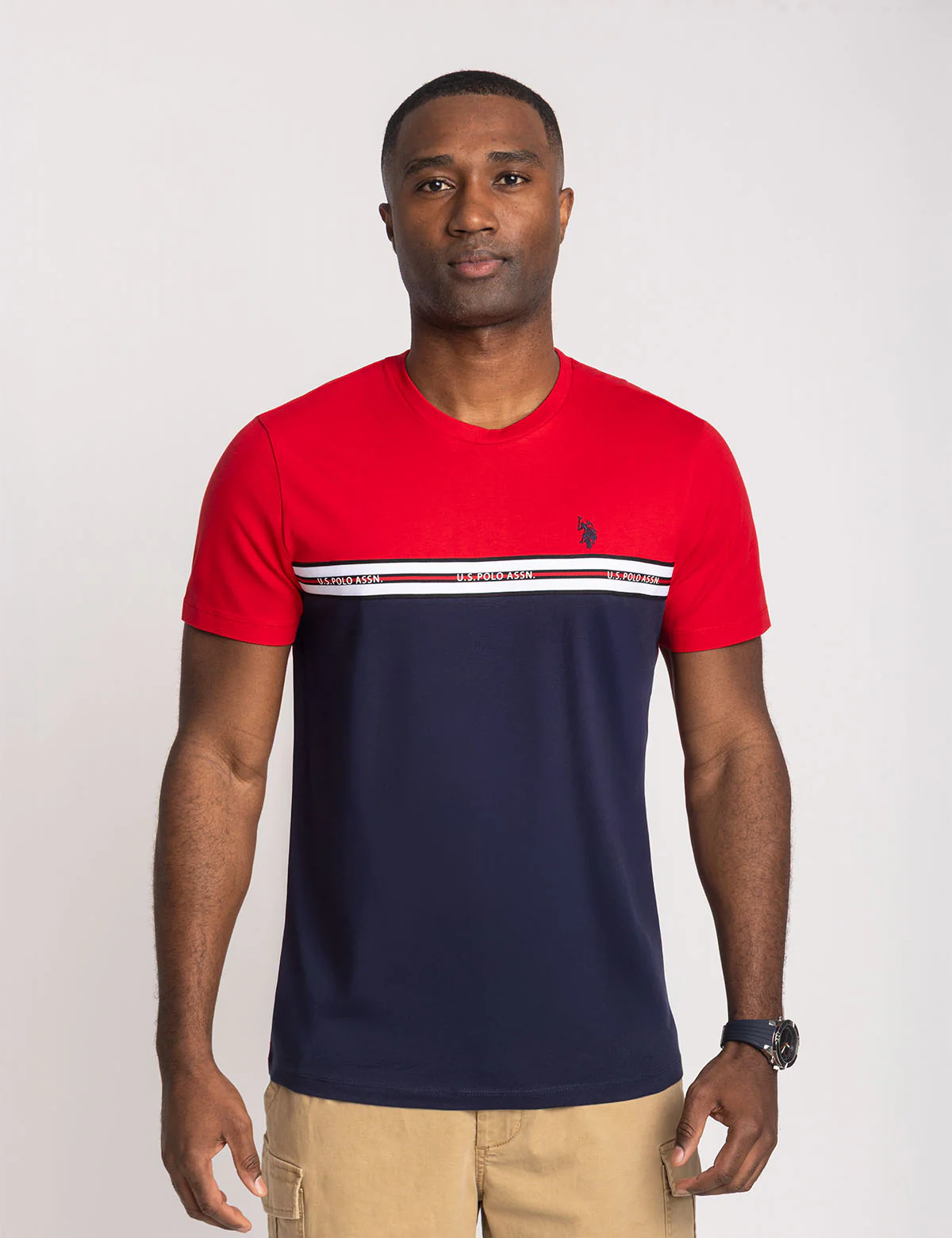 

Футболка U.S. Polo Assn Tricot Pieced Stripe Jersey, темно-синий/красный