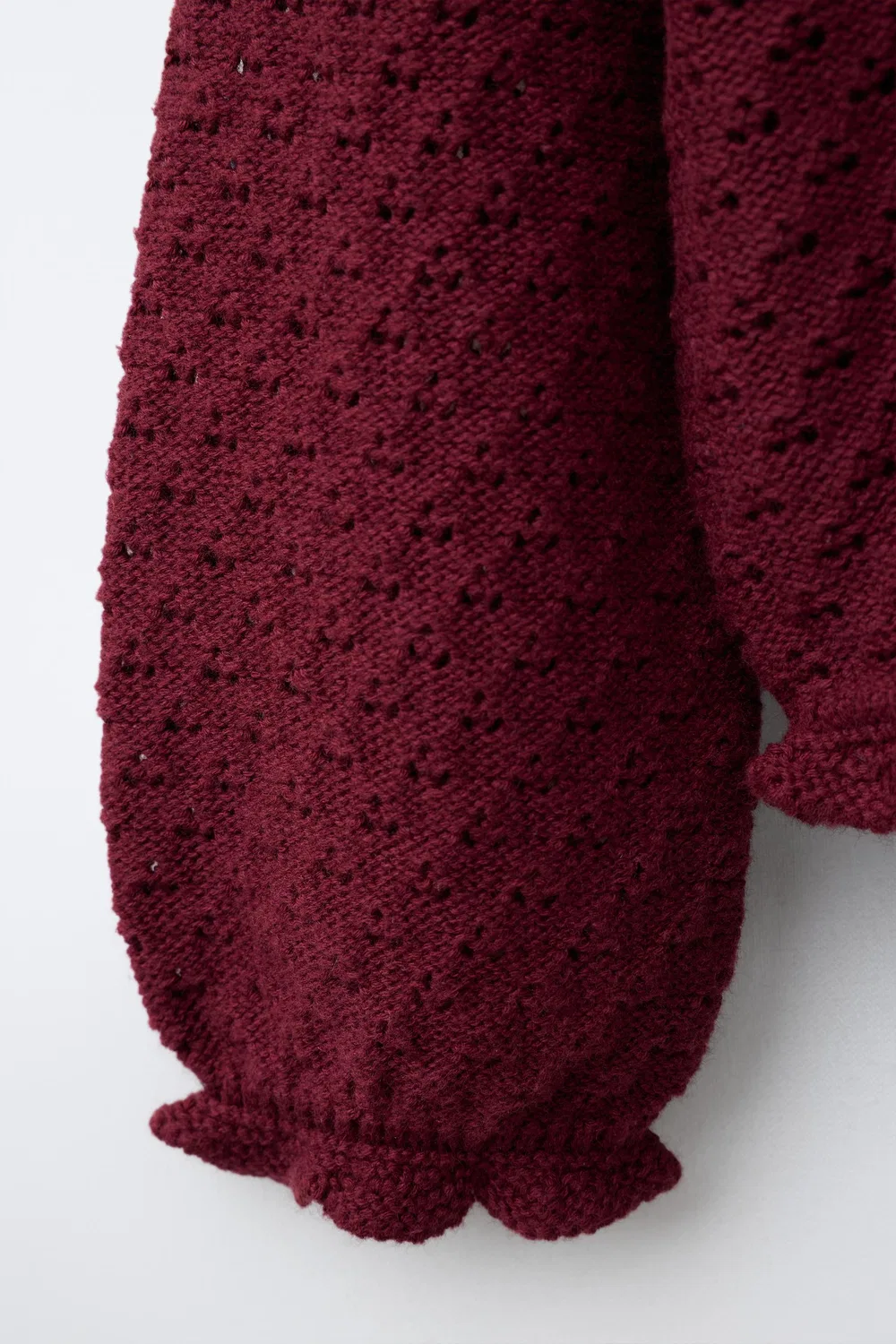 Кардиган из хлопковой смеси с вышивкой ZARA, Dark burgundy — фото 4