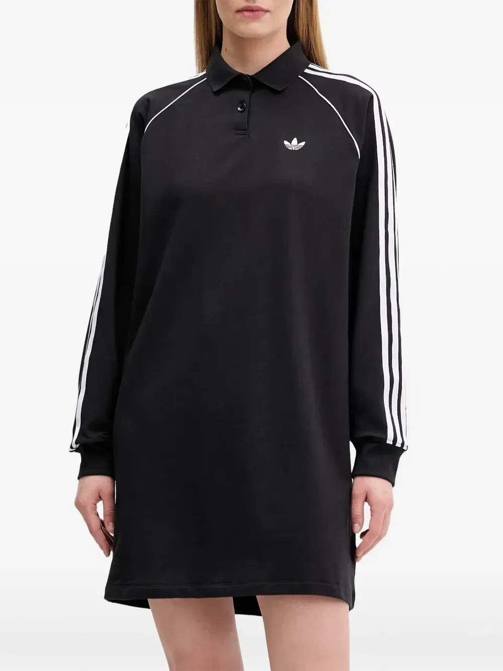 Мини-платье «3 полоски» с вышитым логотипом Adidas, черный