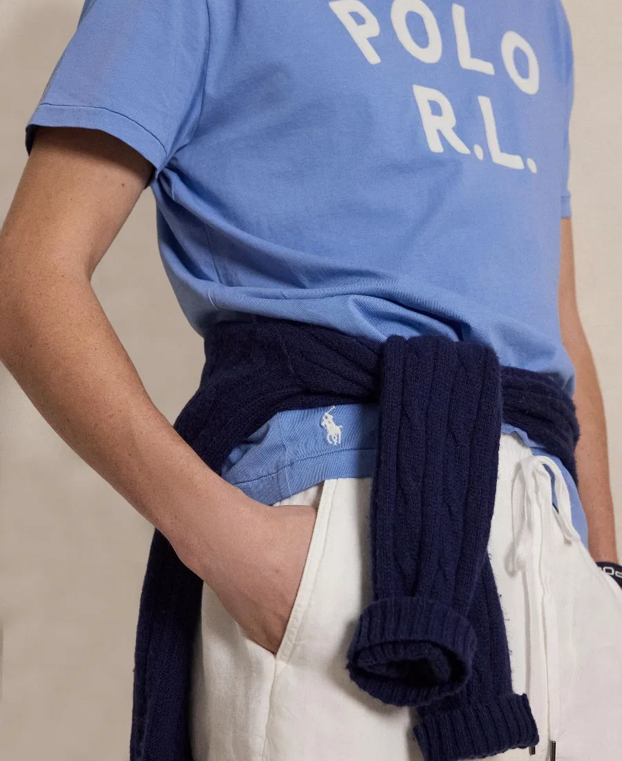 Футболка классического кроя с коротким рукавом, хлопковая Polo Ralph Lauren, Bristol Blue — фото 3