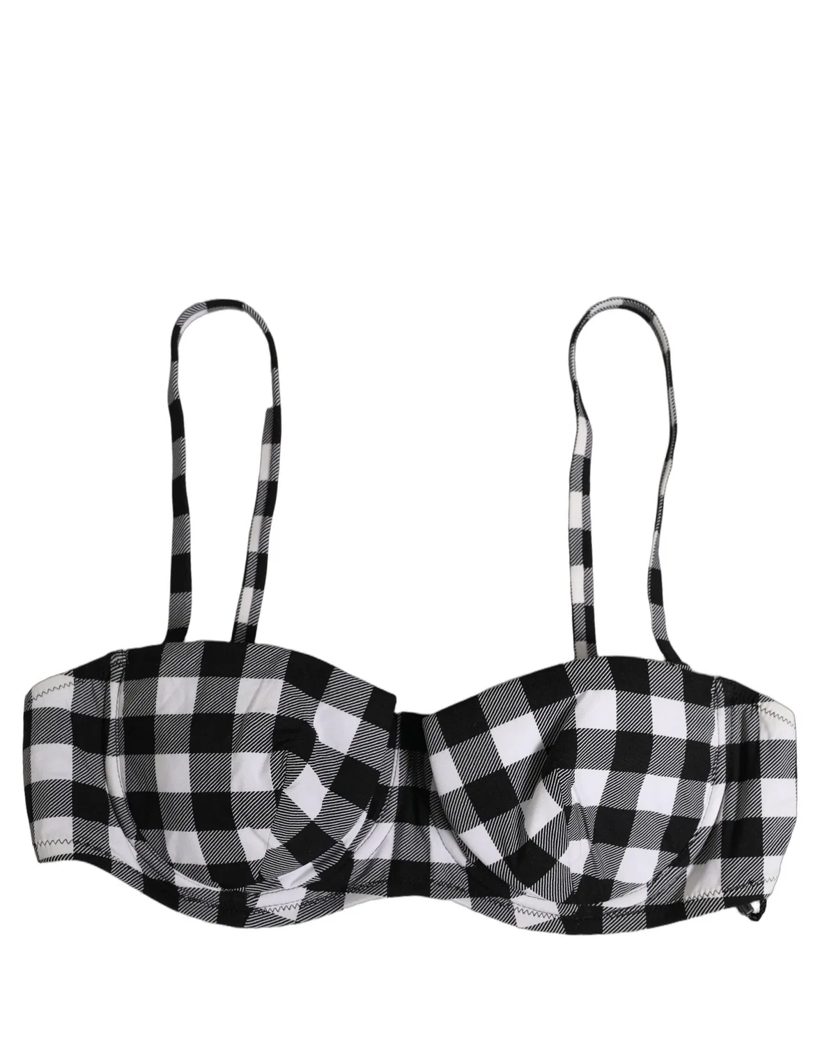 Женский топ бикини с гингемским принтом Underwire Bikini Top Dolce & Gabbana, Black and White — фото 3