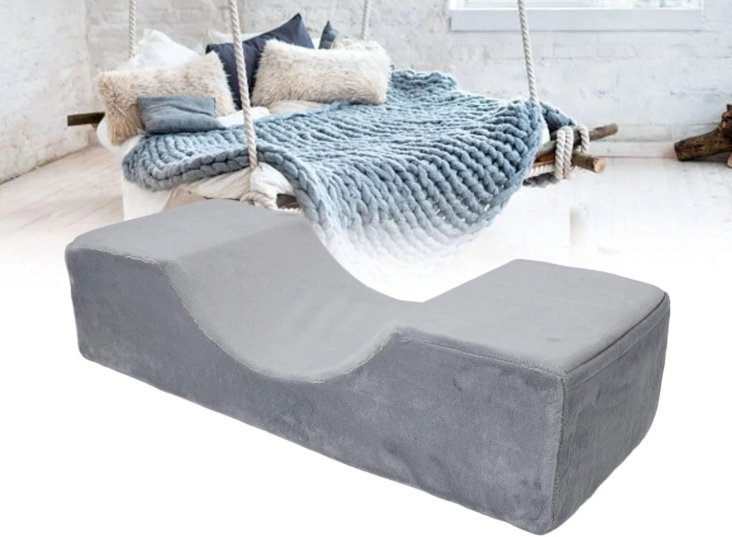 U-образная подушка для ресниц, Memory Foam, CDQL, 50x20x12 см, Grau — фото 3