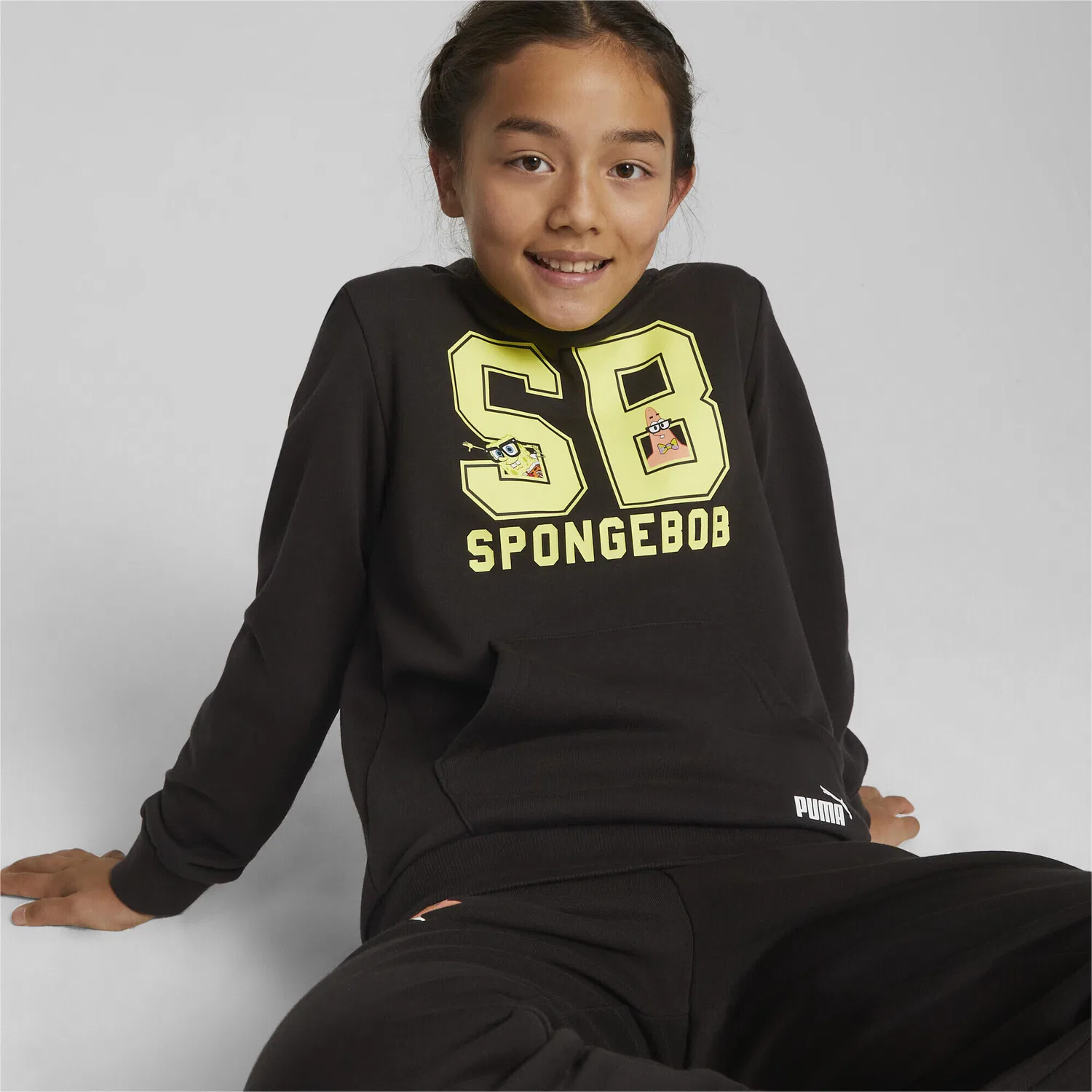 Детское худи с принтом PUMA x SPONGEBOB SCHWAMMKOPF, Puma, Цвет: Schwarz — фото 2
