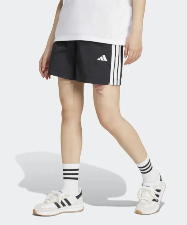 Шорты спортивные из ткани с тремя полосками, Essential, Adidas, черно-белый
