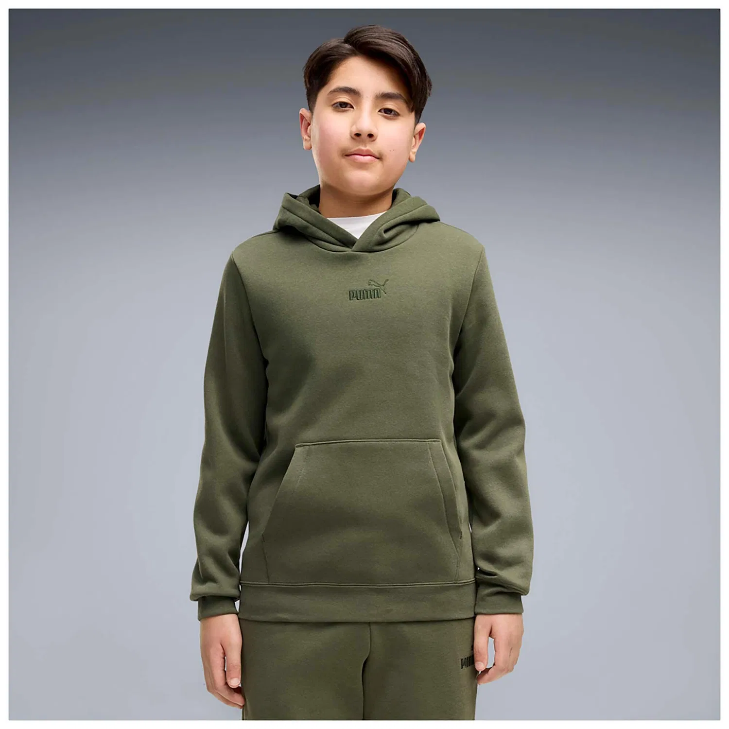 Детское худи с капюшоном Puma Ess Small No.1 Logo Centered Hoodie Fl B, Grun — фото 2