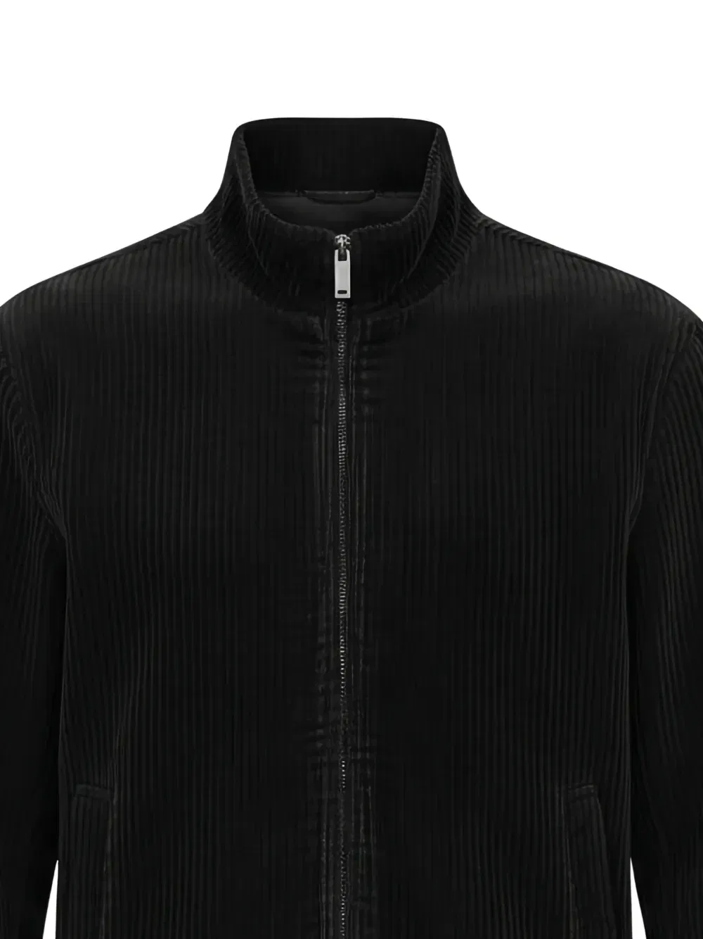Вязаная куртка на молнии в рубчик EMPORIO ARMANI, черный — фото 2