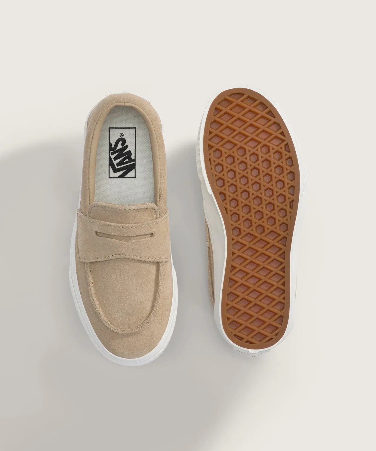 Детские лоферы с принтом, модель Loafer 53 Incense/Marshmallow VANS, Бежевый — фото 3