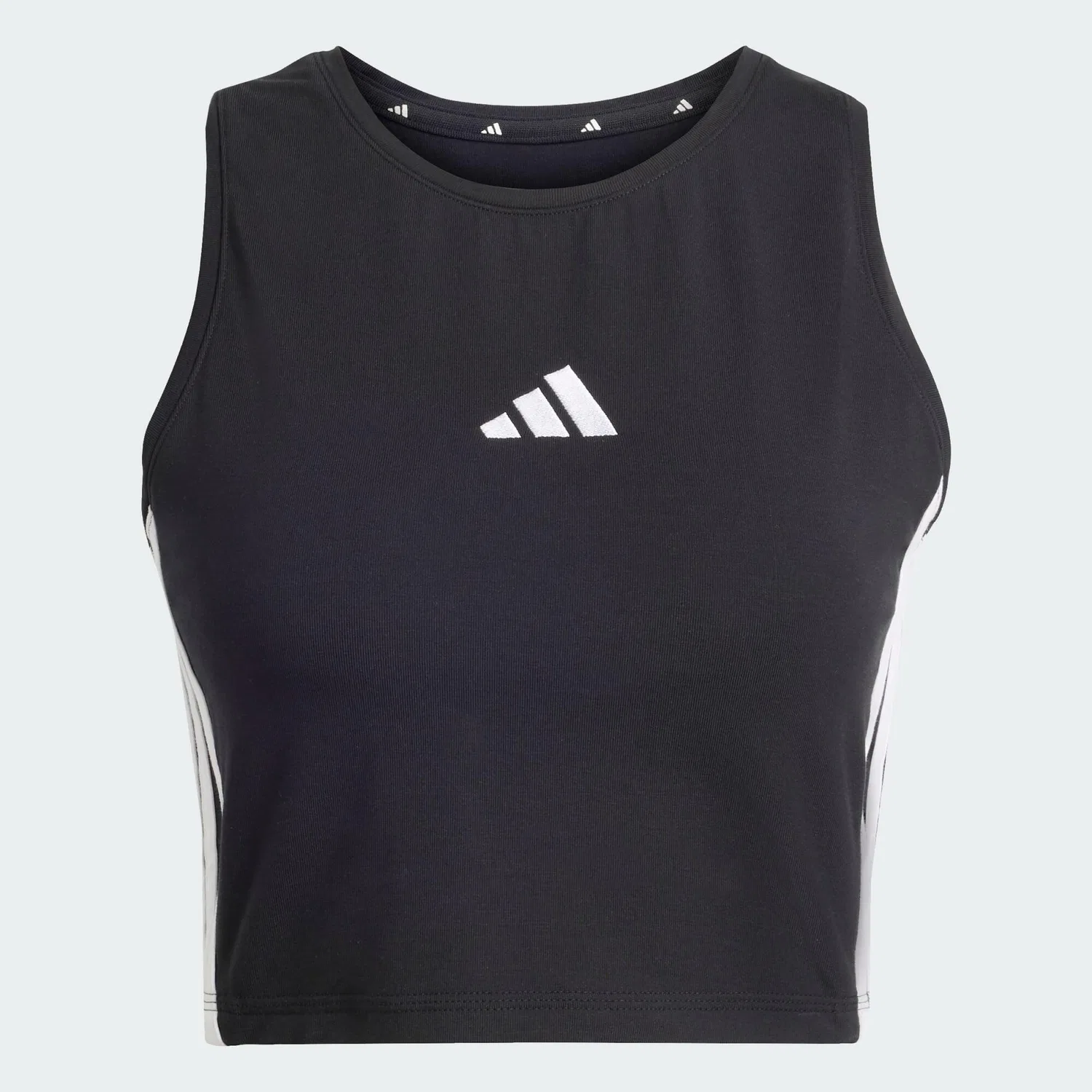 Женское хлопковое топ-майка с принтом Essentials 3-Streifen Padded Tanktop Adidas, Schwarz — фото 2