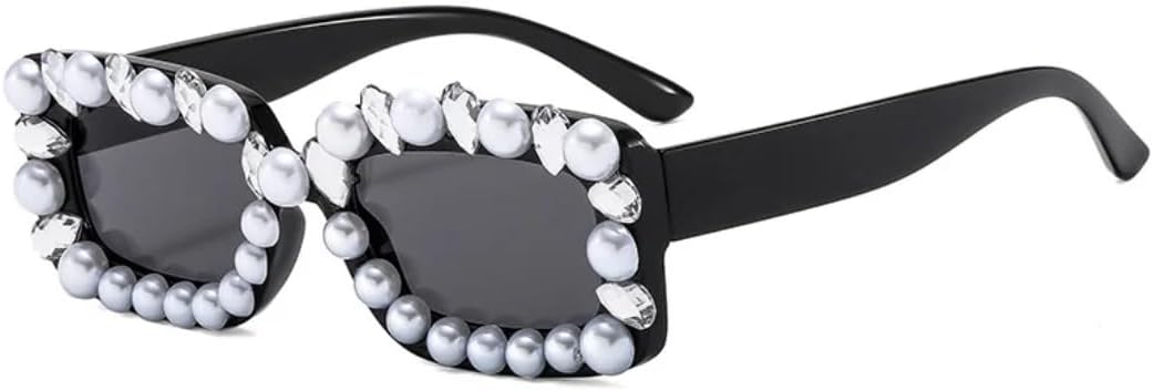 

Модные солнцезащитные очки с бриллиантами для женщин, роскошные солнцезащитные очки с жемчугом, винтажные, в стиле панк, популярные, конфетных цветов VRTRFFTR, Black-black