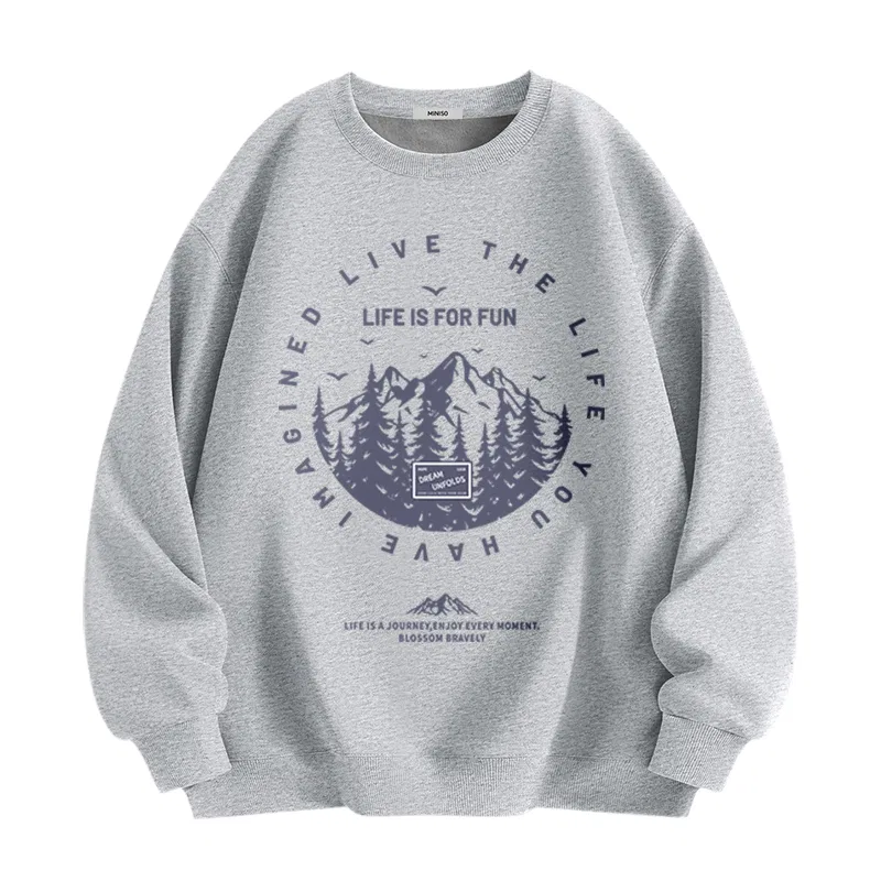 Детский свитшот с начесом Continuous Mountains MINISO, Dark Gray — фото 3