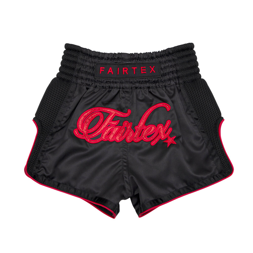 

Детские шорты для тайского бокса Fairtex Bsk2104 Midnight Red, размер 8-10 лет, черный